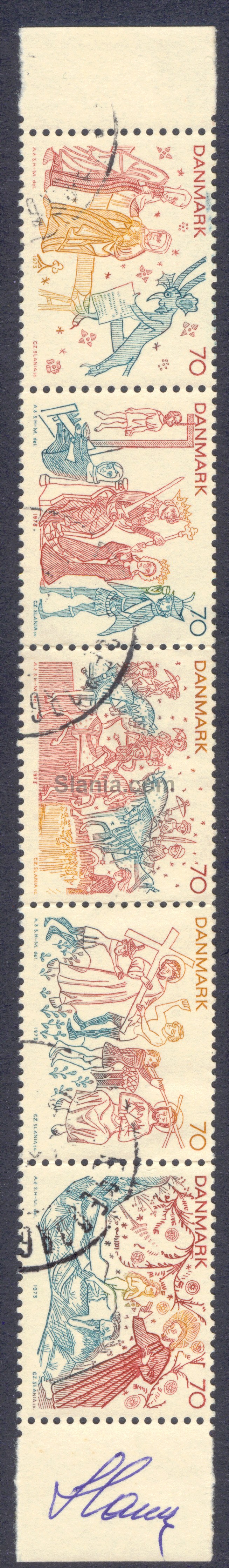 Stribe kalkmalerimotiver fra 1973 med Slania underskrift
