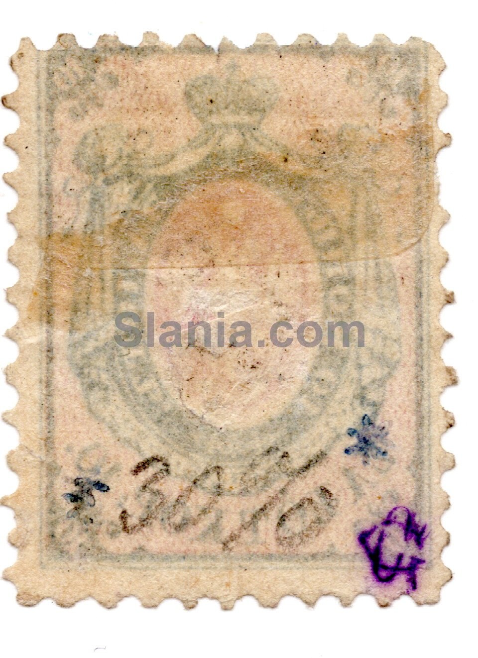 10 kopek, første polske frimærke, udgivet i 1860 (2)