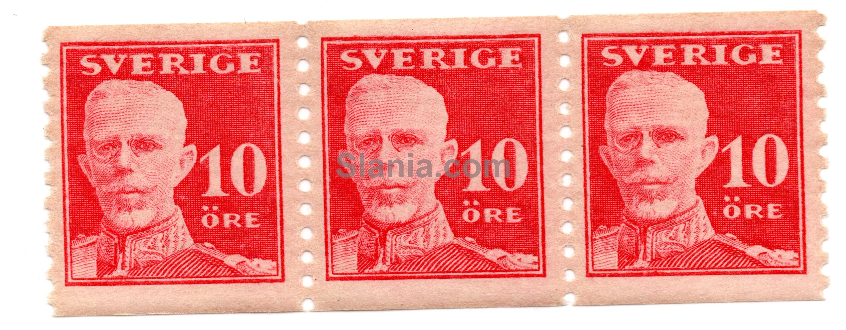 10 öre Gustav V, sjælden 3-stribe