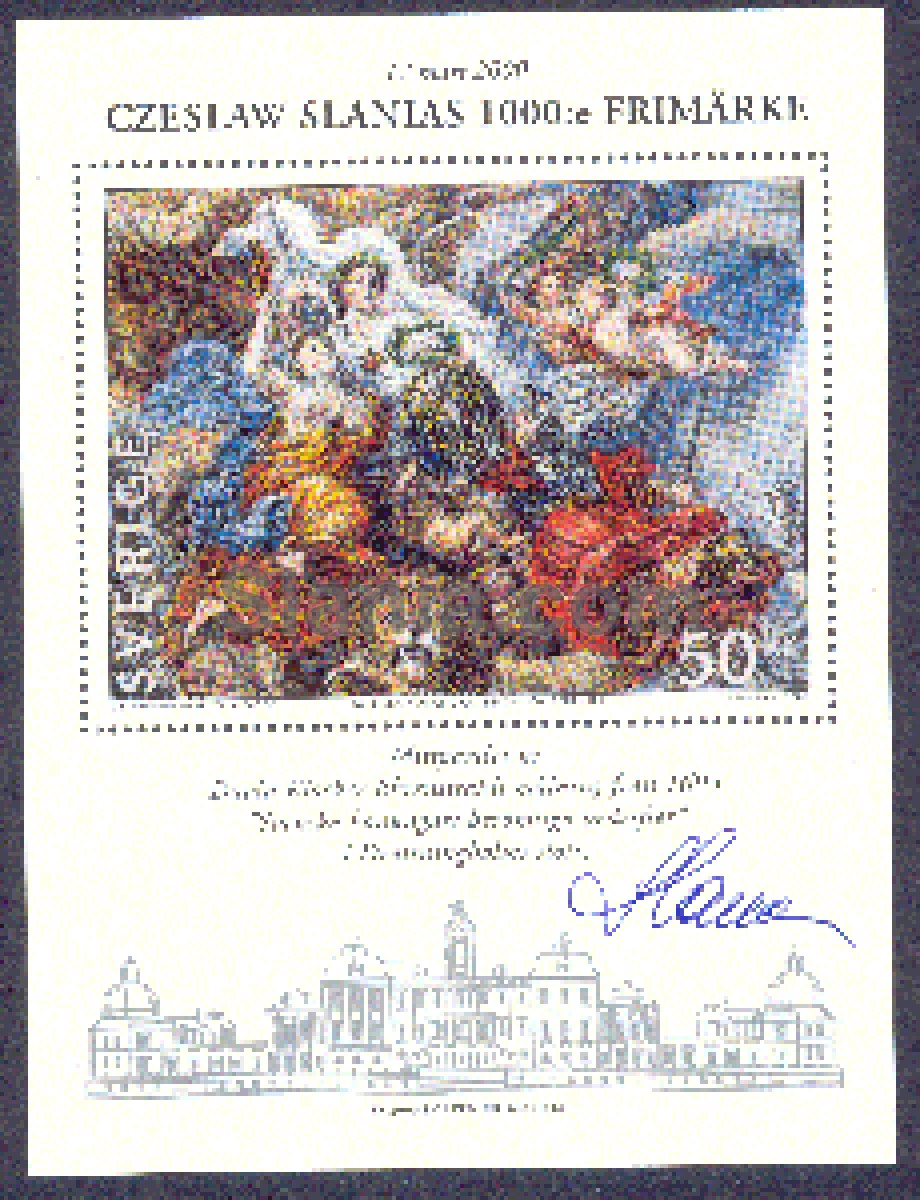Czeslaw Slania 1000th Stamp Design med underskrift