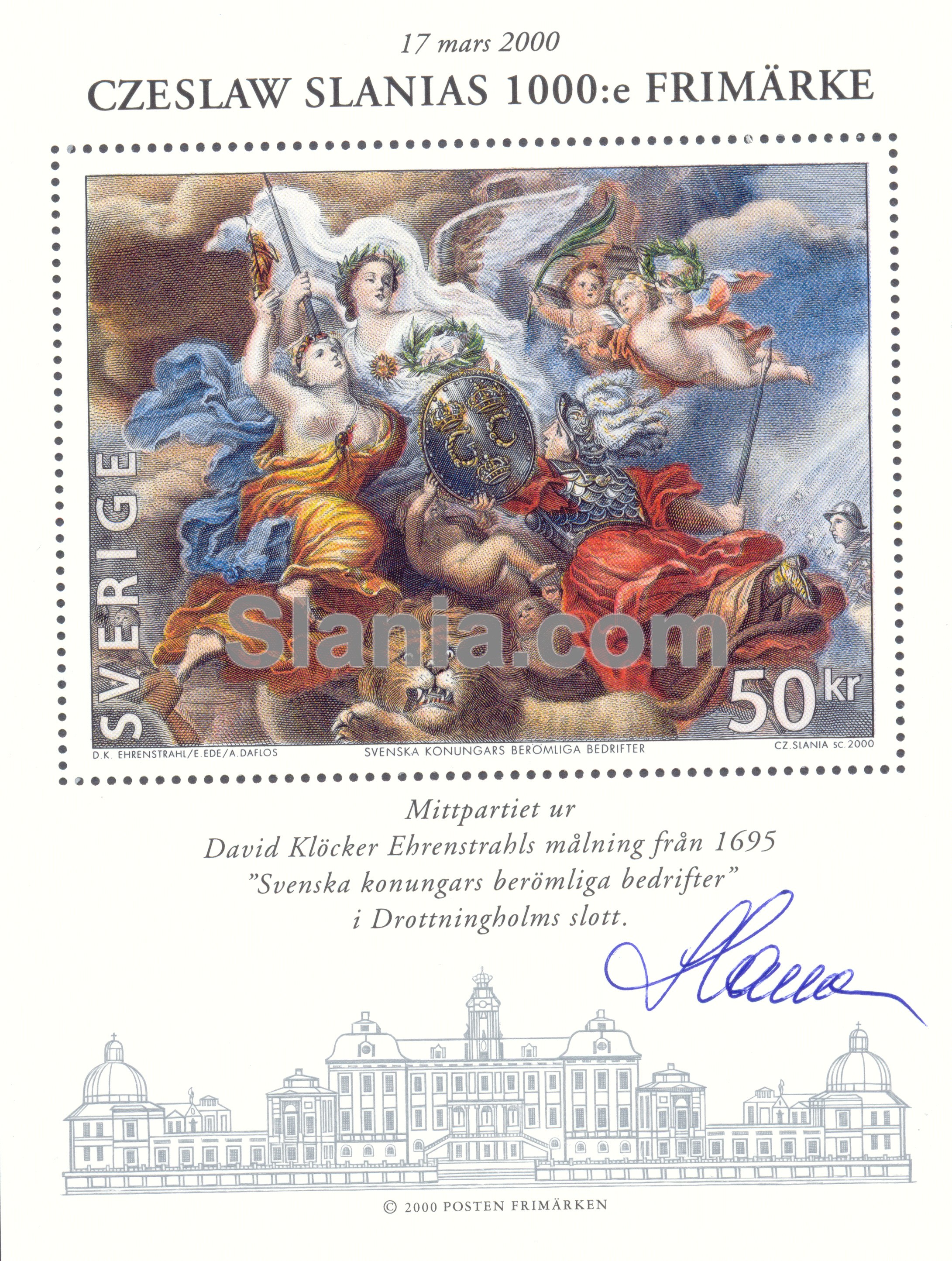 Czeslaw Slania's historiske 1000. frimærke med underskrift!