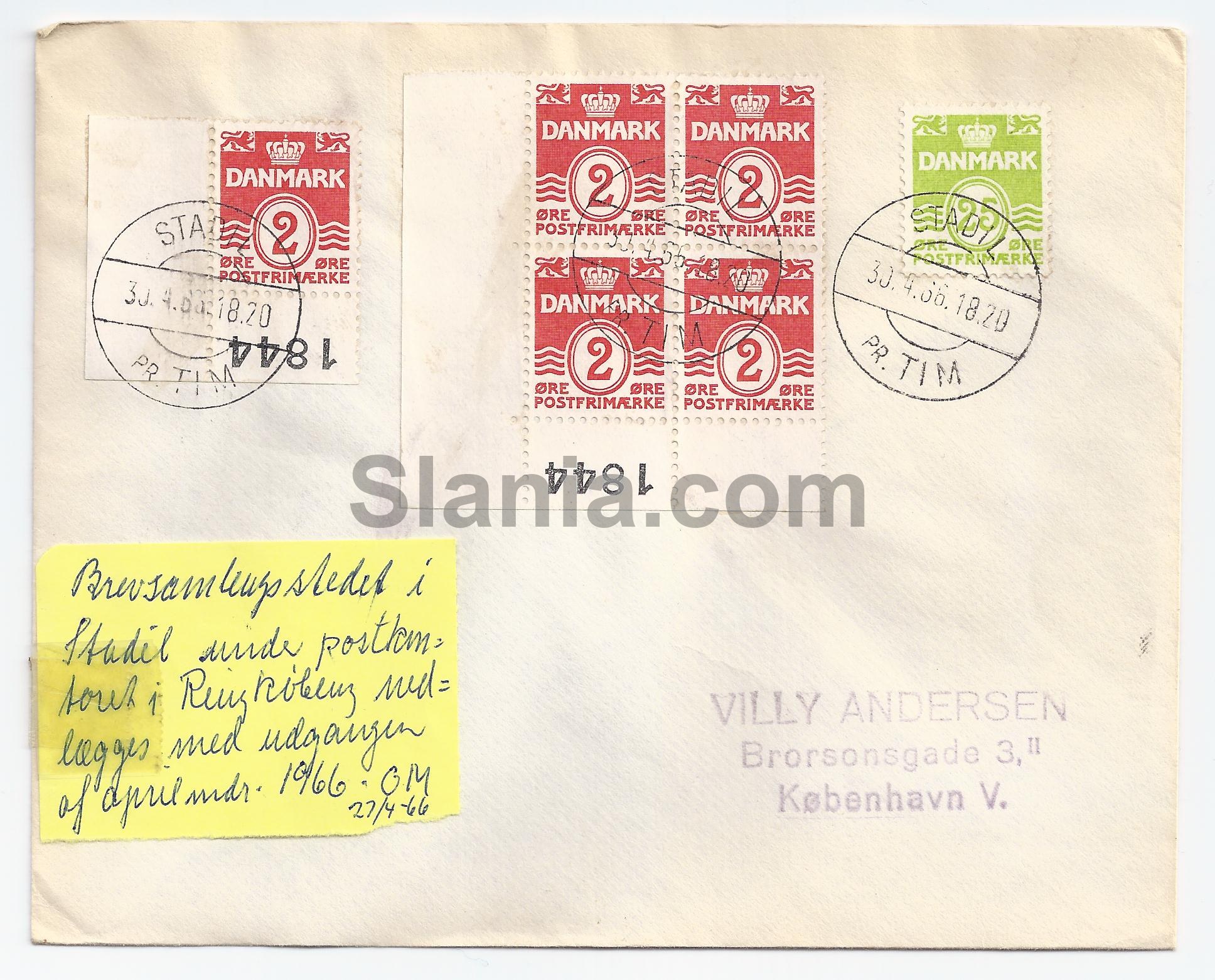 Sidstedags stemplet brev. 27/4-66