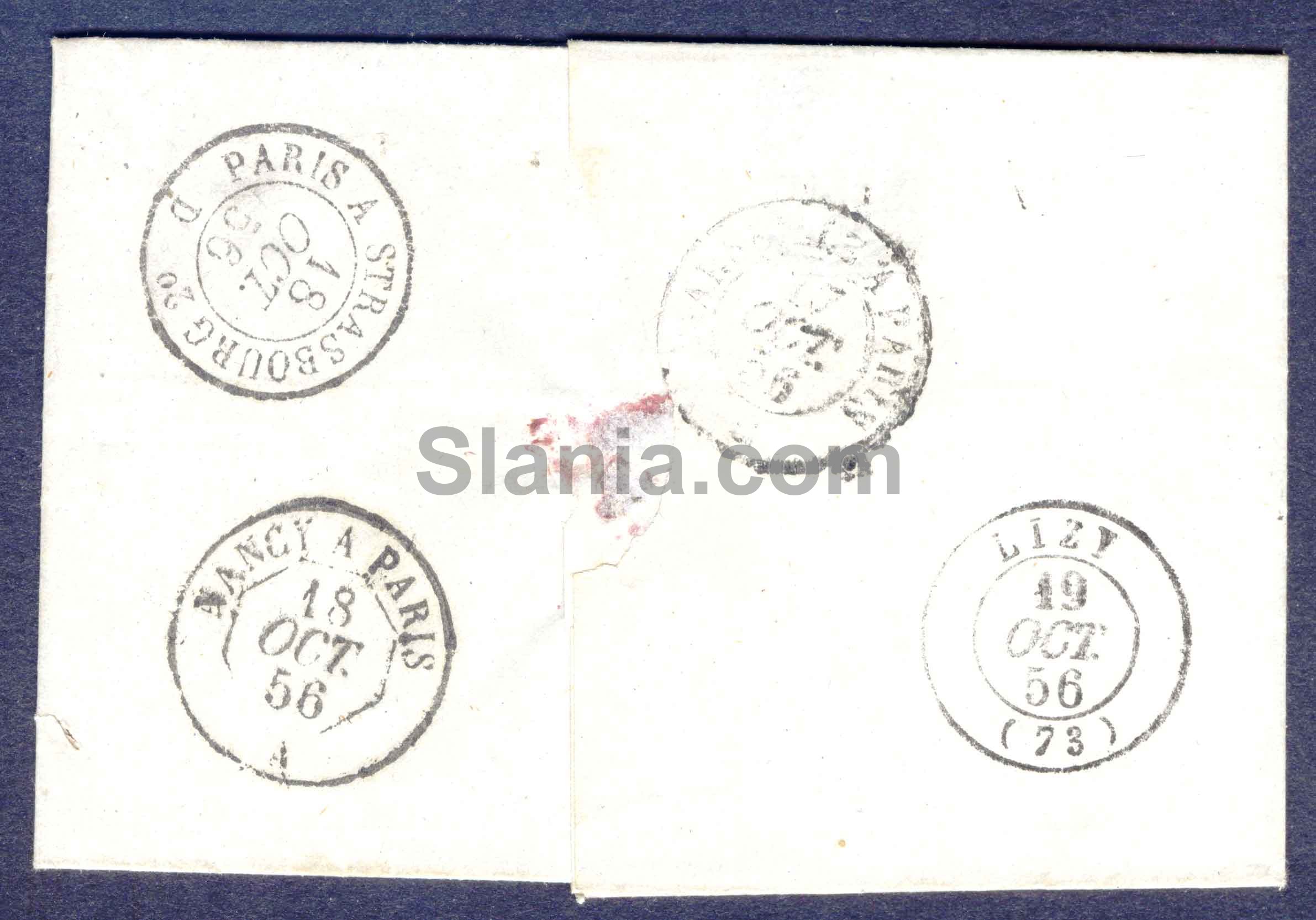 1856 Fransk historisk frimærkeløst brev (2)