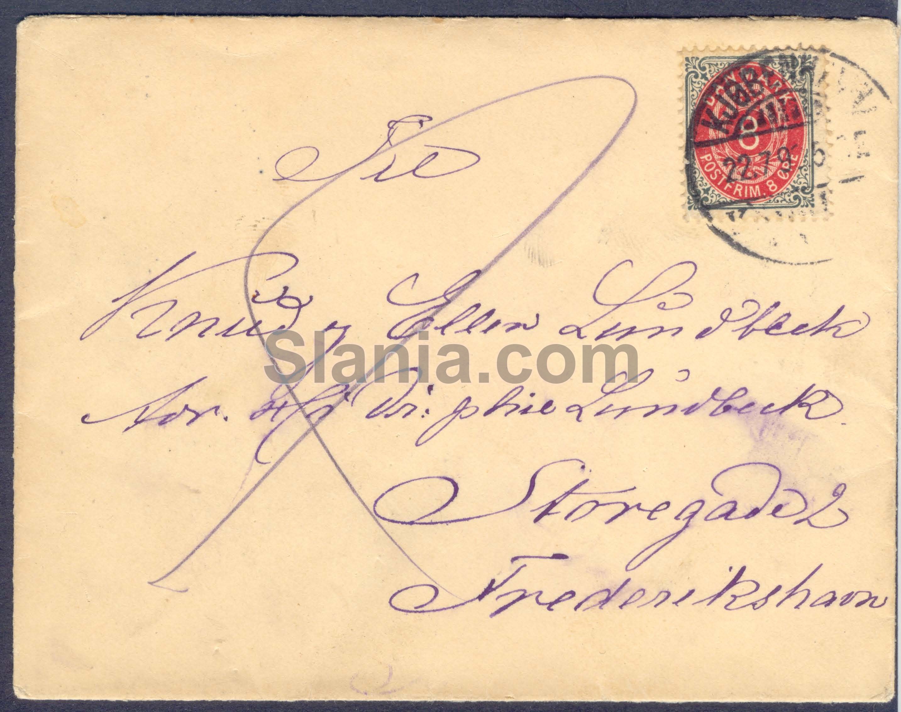 Brev med dansk 8 øre 1875